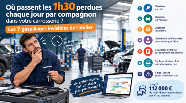 Où passent les 1h30 perdues chaque jour par compagnon dans votre carrosserie ? Les 7 gaspillages invisibles de l’atelier