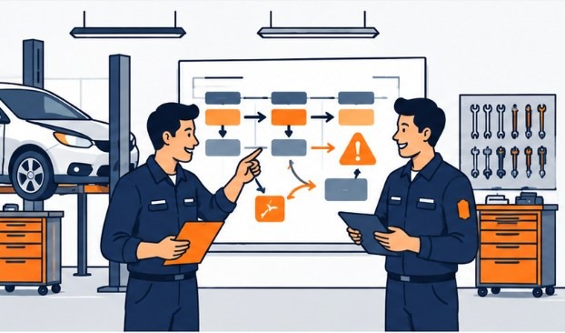 Illustration dessinée gestion des imprévus et adaptabilité atelier